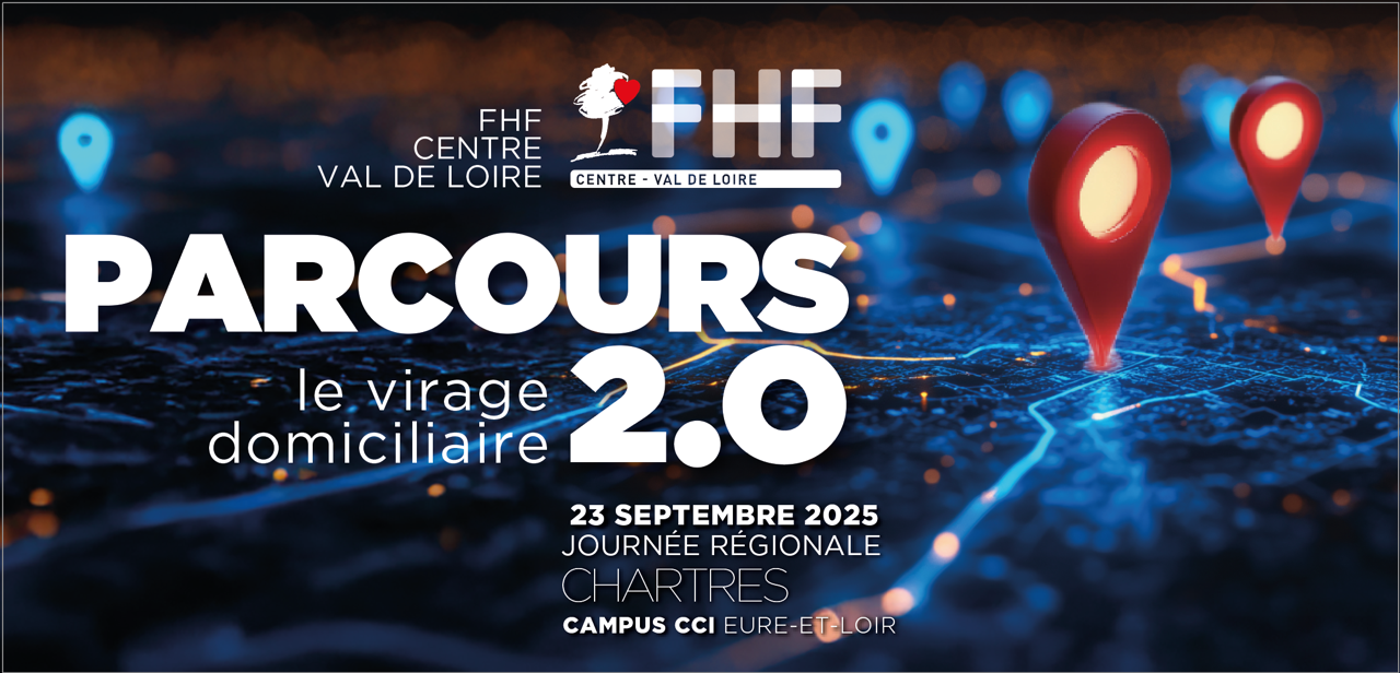 Visuel de l'évènement. Le titre s'affiche : Parcours 2.0 : le virage domiciliaire. Les informations importantes sont la date (le 23 septembre 2025) et le lieu (le campus, CCI d'Eure et Loir). 